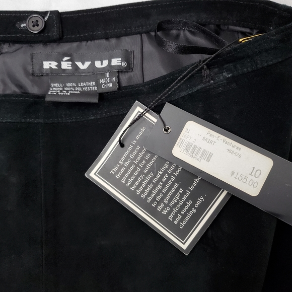 Révue Vintage 90s Black Suede Pencil Skirt Size 10 - Picture 3 of 12